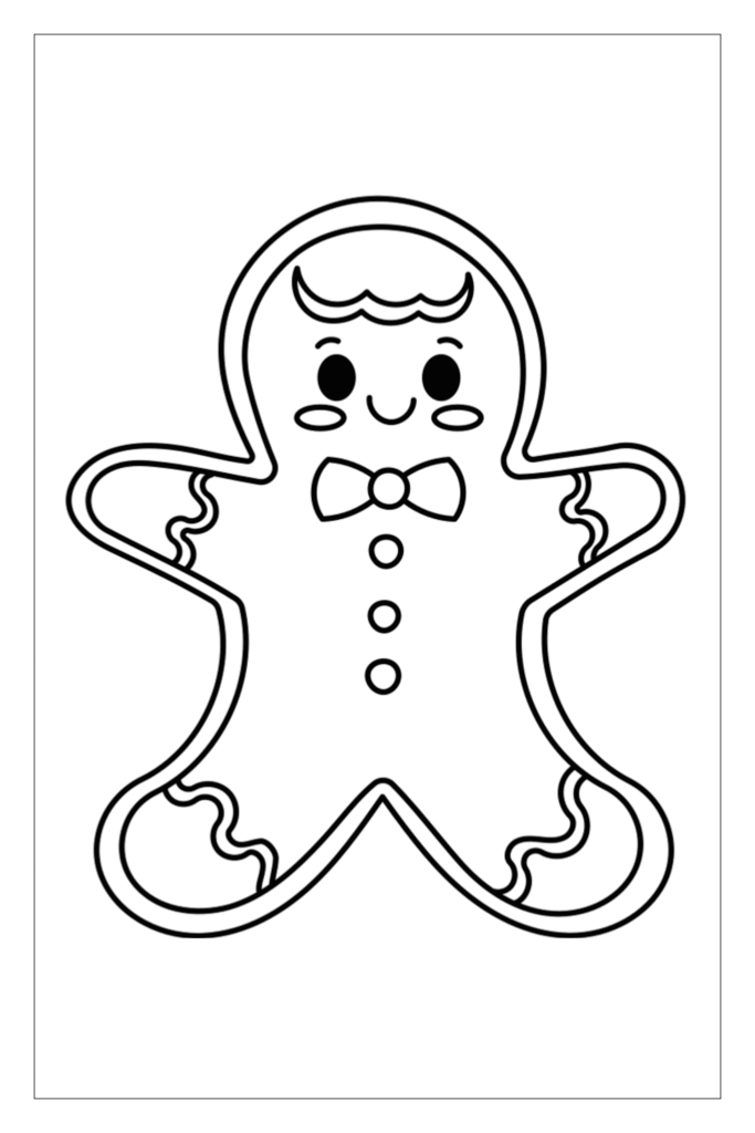 Cute gingerbread man coloring page