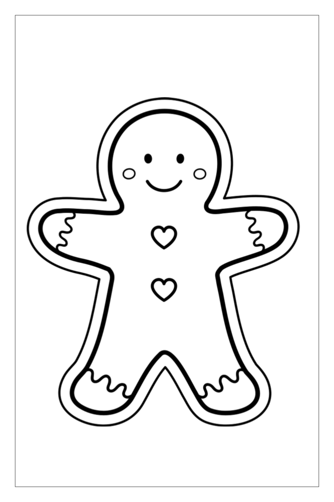 Gingerbread man with cookies coloring page