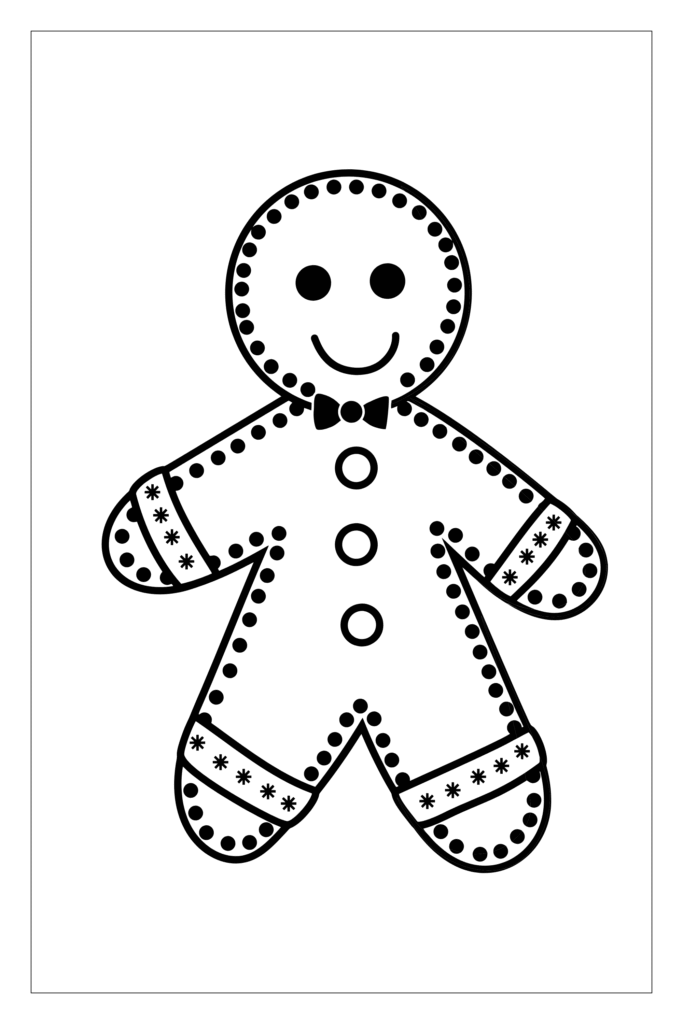 Gingerbread man with colorful sprinkles coloring page