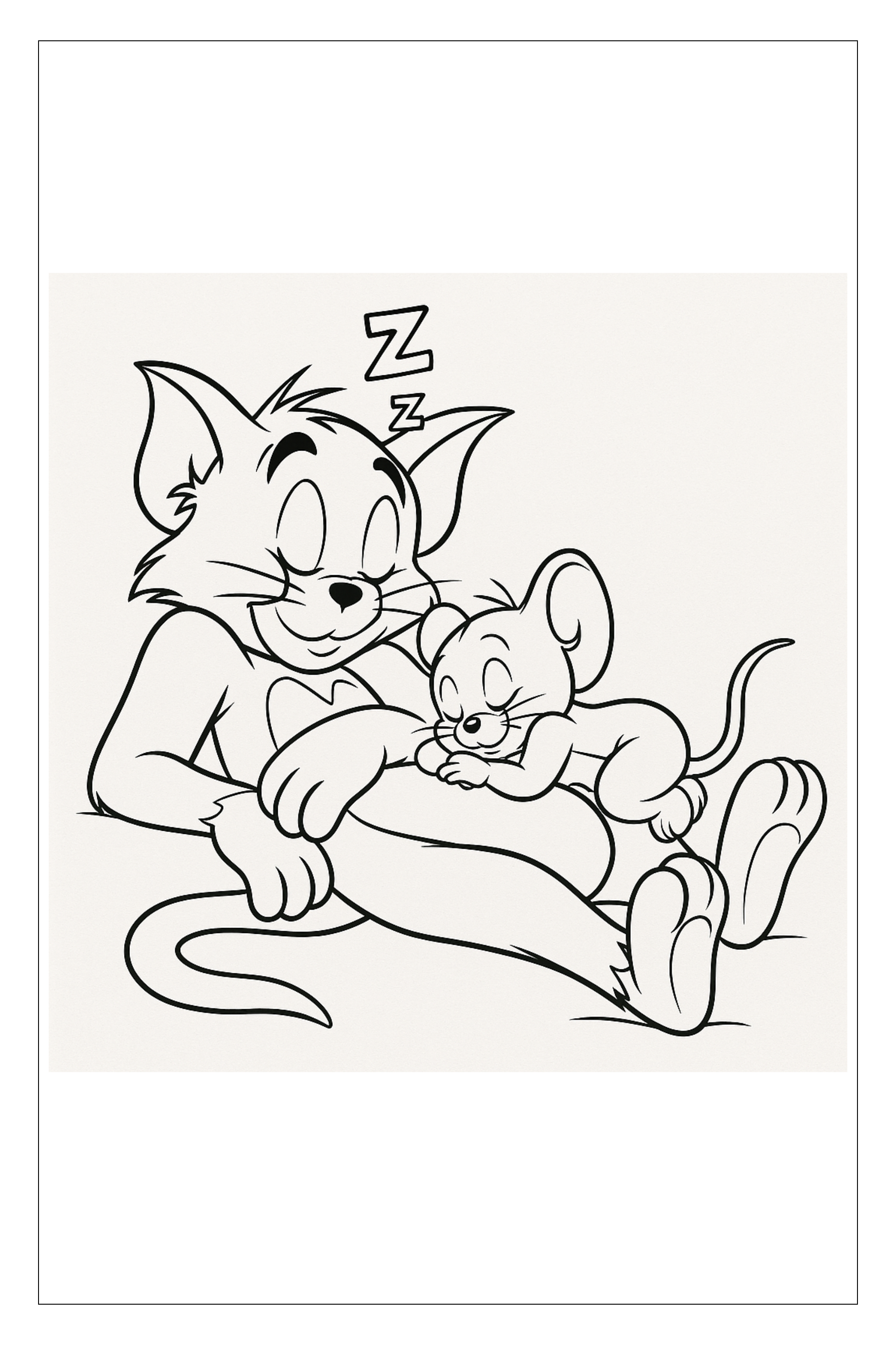 Jerry sleeping in hammock coloring page