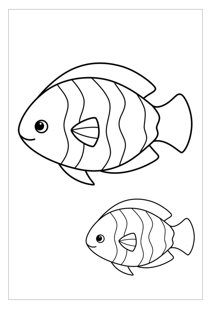 Small fish coloring page for preschoolers