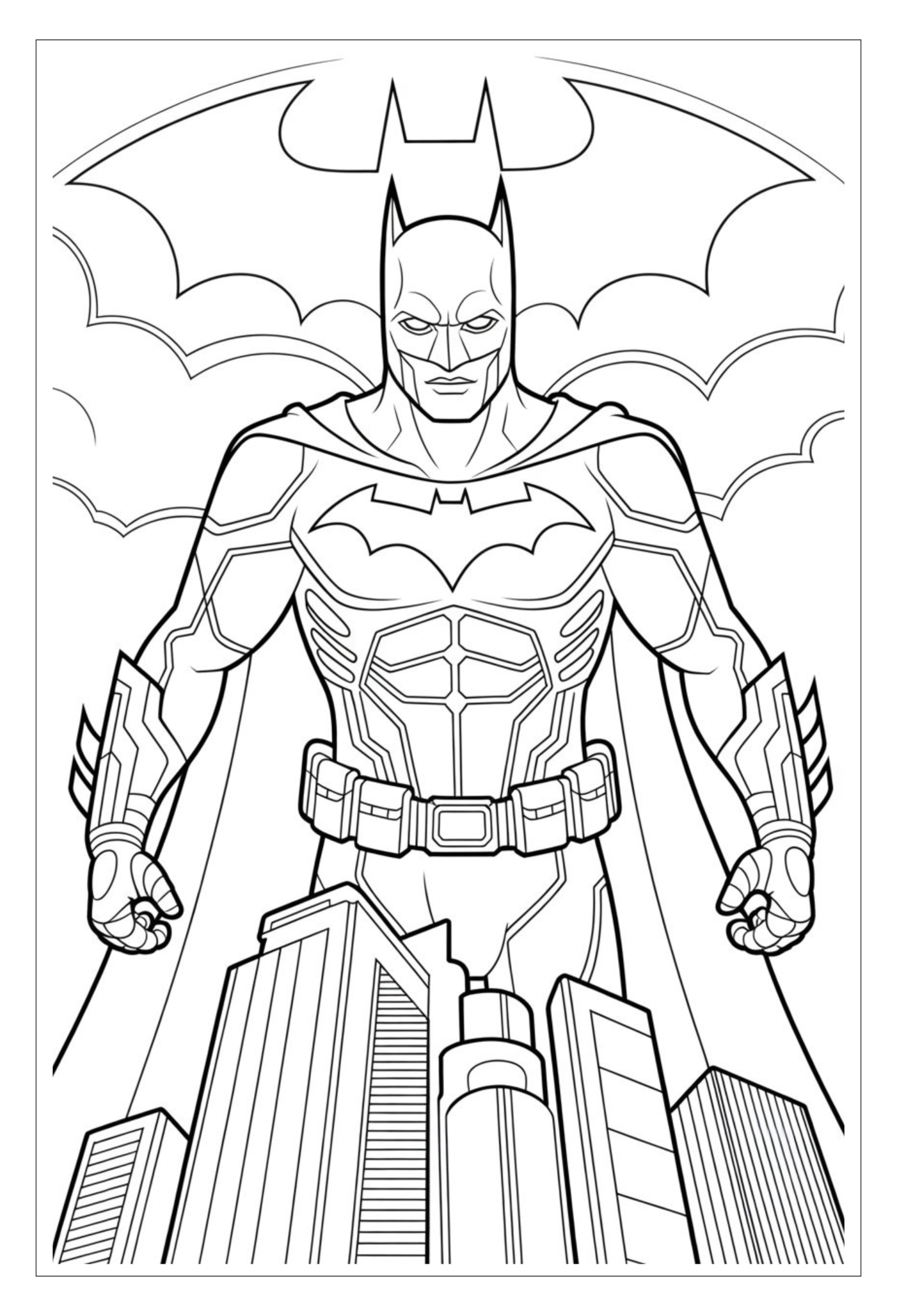 Comic-book-style Batman coloring page