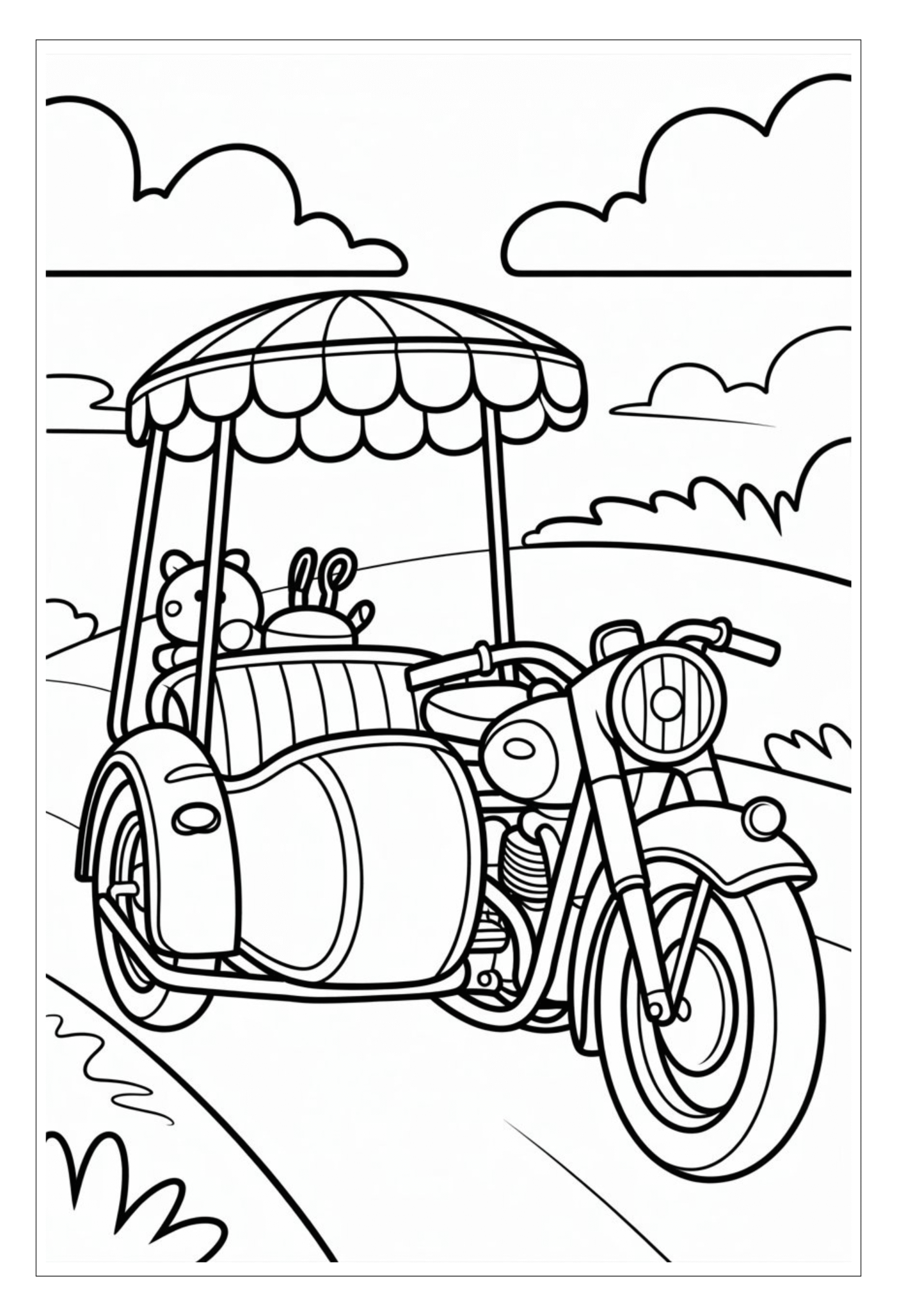 Sidecar motorcycle image for coloring